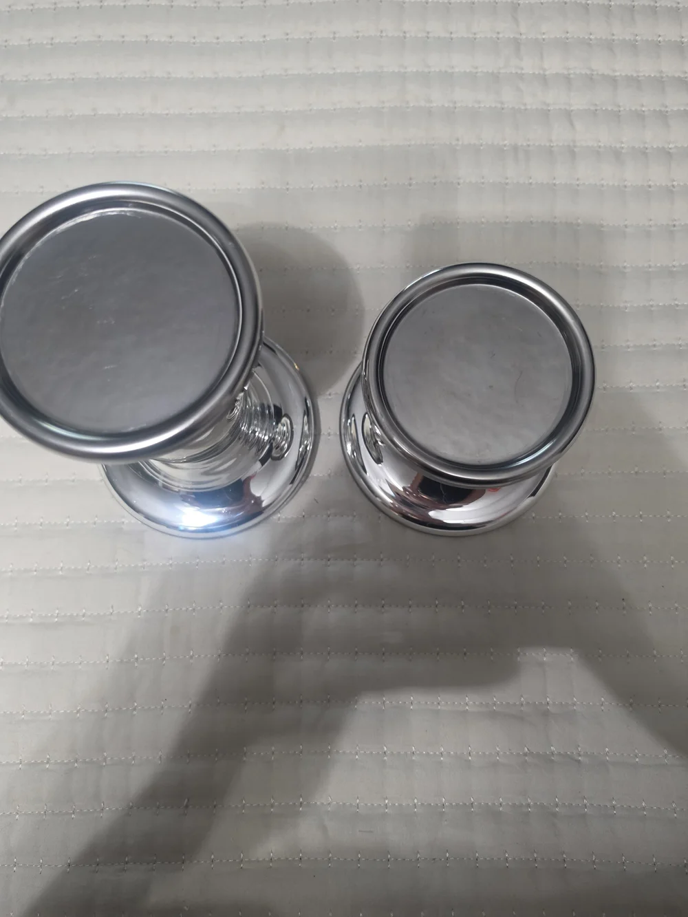 IKEA Polished Silver Metal Candle Holders - Pair